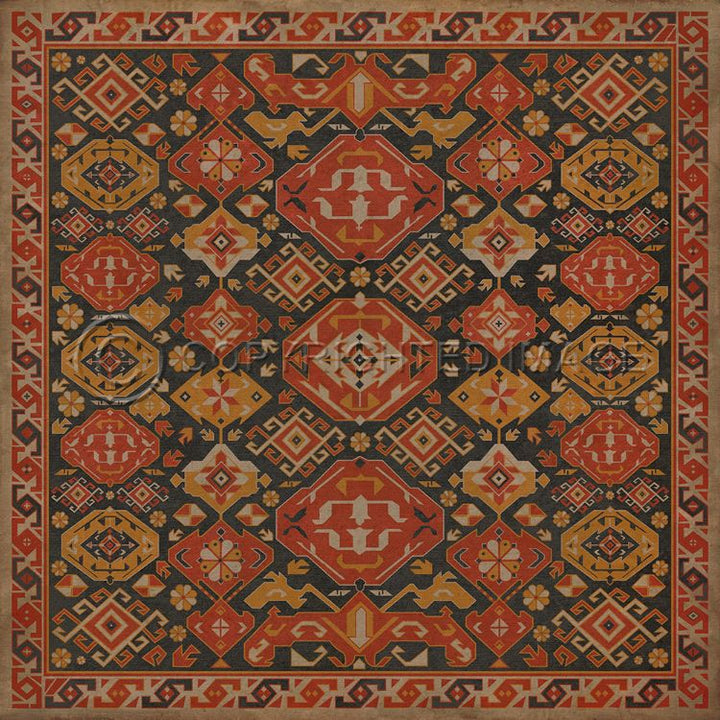 Vintage Vinyl Floorcloth Mats (Williamsburg - Traditional - Paprika)