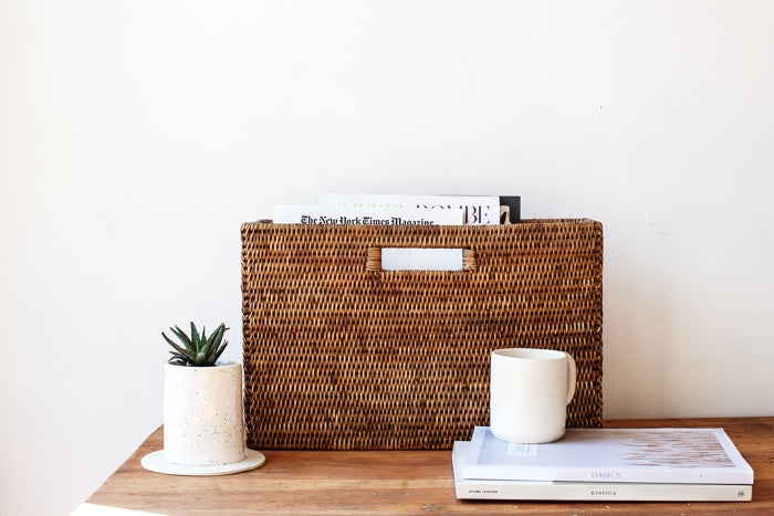 Rattan Slim Magazine Basket - Thumbnail 2