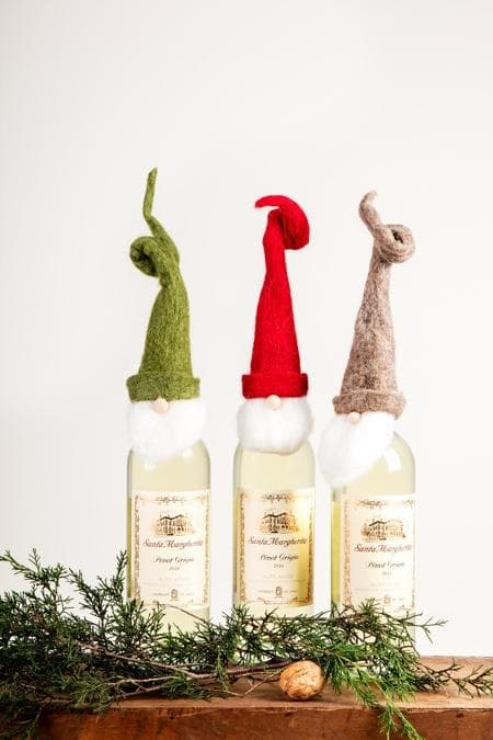 Felt Santa Wine Bottle Toppers Set/4