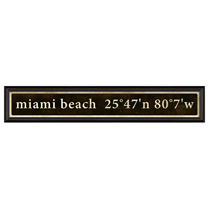 Coordinates Framed Print (Miami Beach)