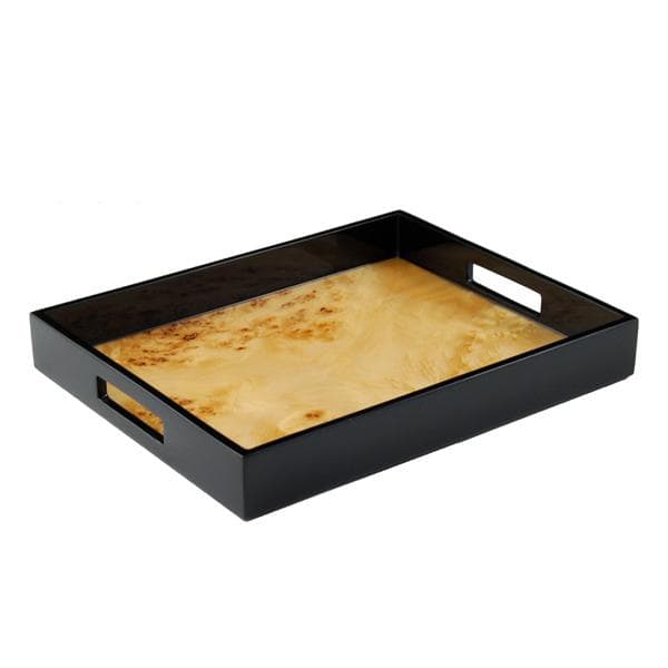 Lacquer Small Rectangle Tray - Mappa Burl Inlay