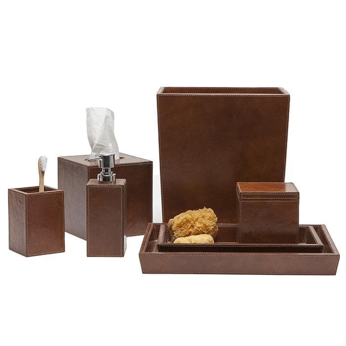 Hampton Tobacco Leather Bathroom Accessories