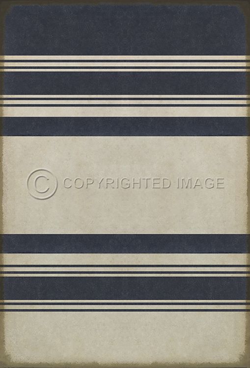 Spicher & Company Vintage Vinyl Floorcloth Mat (Classic Pattern 50 Organic Stripes Blue and White)