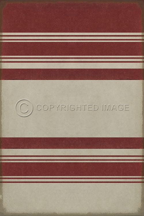 Vintage Vinyl Floorcloth Mats (Pattern 50 Organic Stripes Red And White)