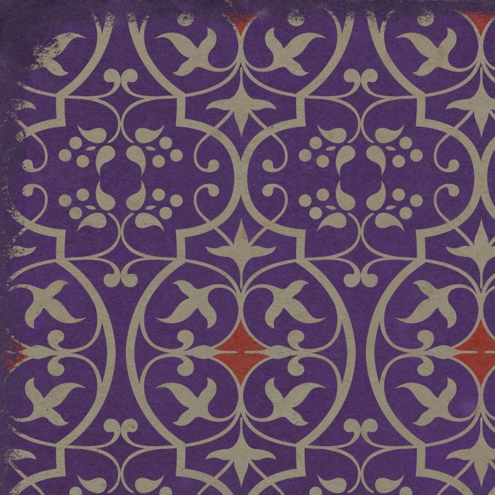 Vintage Vinyl Floorcloth Rug (Pattern 51 I Shall Wear Purple)
