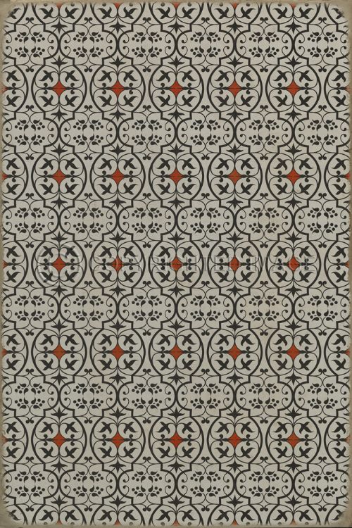 Vintage Vinyl Floorcloth Rug (Pattern 51 Whats Black and White and Red all Over)