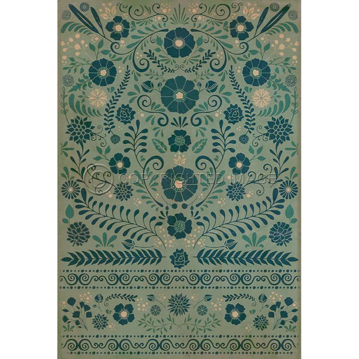 Vintage Vinyl Floorcloth Rug (Pattern 36 A Few Flowers At His Feet)