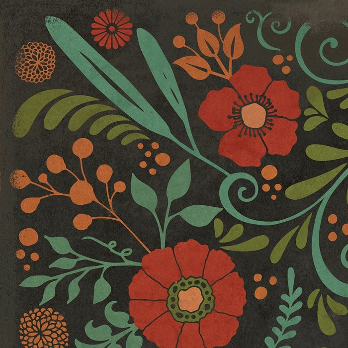 Vintage Vinyl Floorcloth Rug (Pattern 36 A Garden to Walk In)