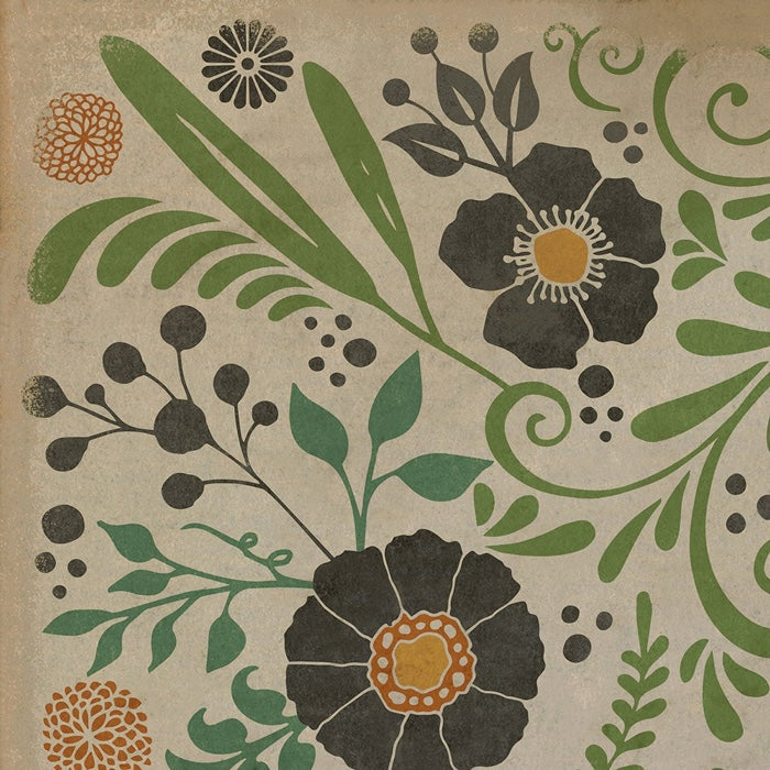 Vintage Vinyl Floorcloth Rug (Pattern 36 Prettiest Weeds)
