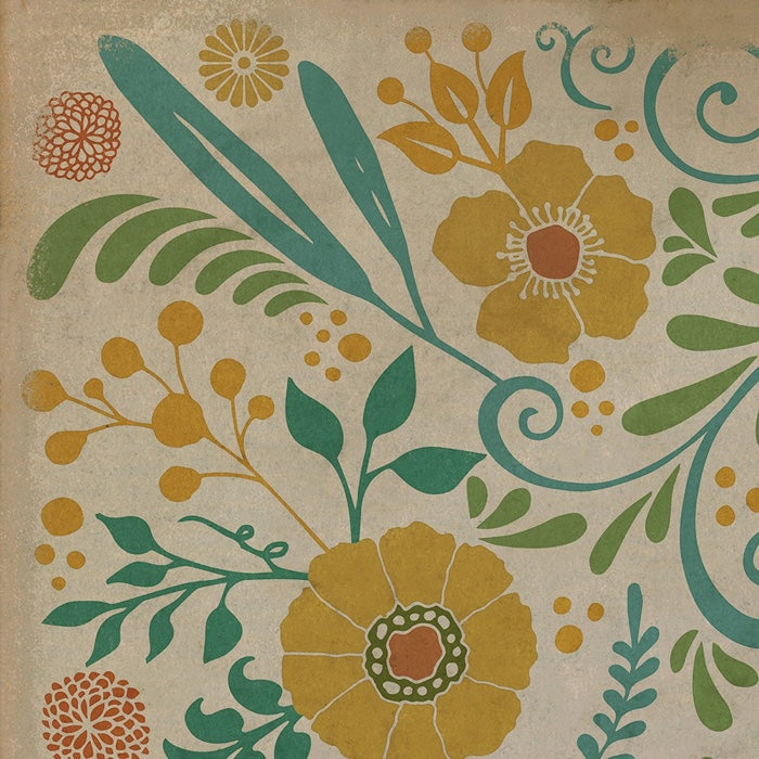 Vintage Vinyl Floorcloth Rug (Pattern 36 Small Mercies)