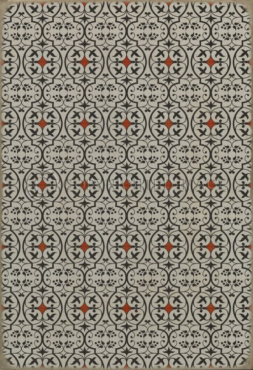Vintage Vinyl Floorcloth Rug (Pattern 51 Whats Black and White and Red all Over)