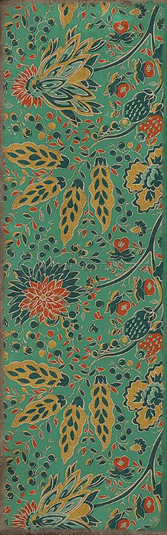 Vintage Vinyl Floorcloth Mat (Williamsburg - Garden Gate - How Happy is the Little Stone)