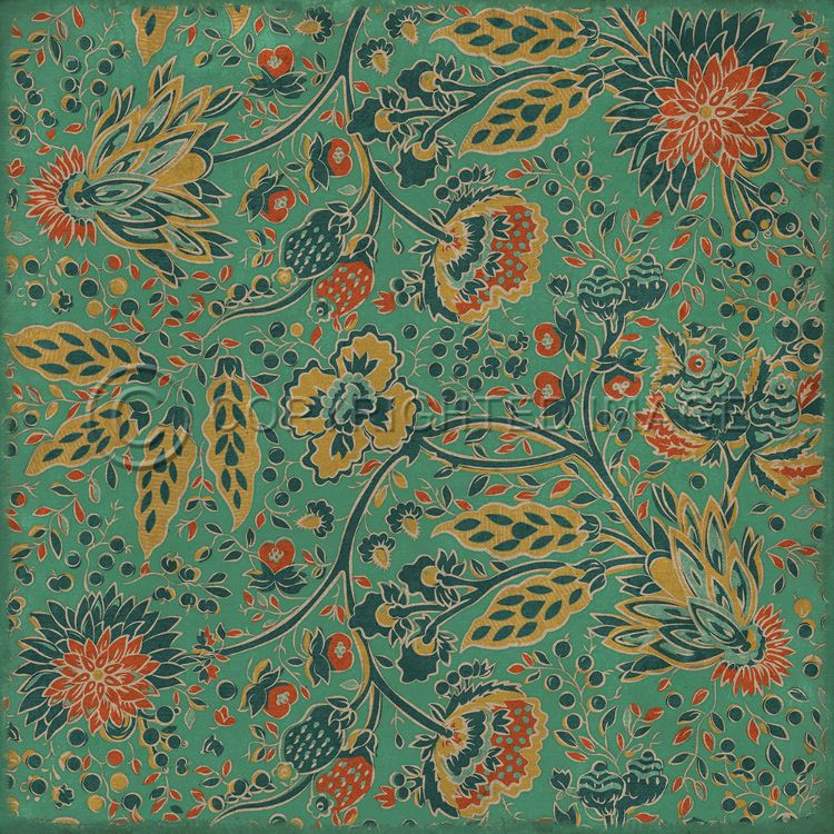 Vintage Vinyl Floorcloth Mat (Williamsburg - Garden Gate - How Happy is the Little Stone)