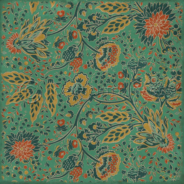 Vintage Vinyl Floorcloth Mat (Williamsburg - Garden Gate - How Happy is the Little Stone)