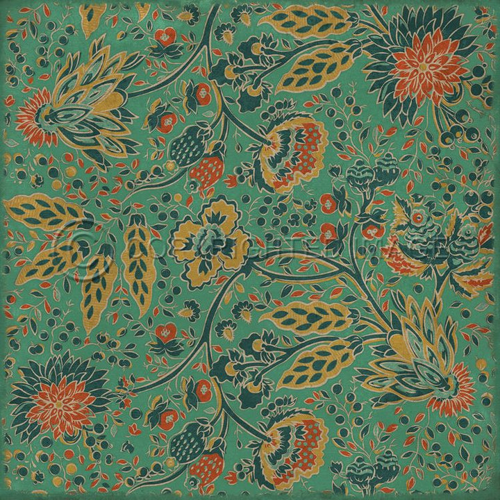 Vintage Vinyl Floorcloth Mat (Williamsburg - Garden Gate - How Happy is the Little Stone)