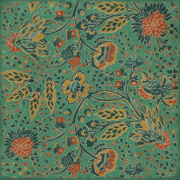 Vintage Vinyl Floorcloth Mat (Williamsburg - Garden Gate - How Happy is the Little Stone)