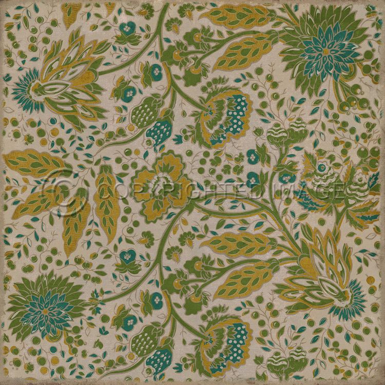 Vintage Vinyl Floorcloth Mat (Williamsburg - Garden Gate - Summer Wind)