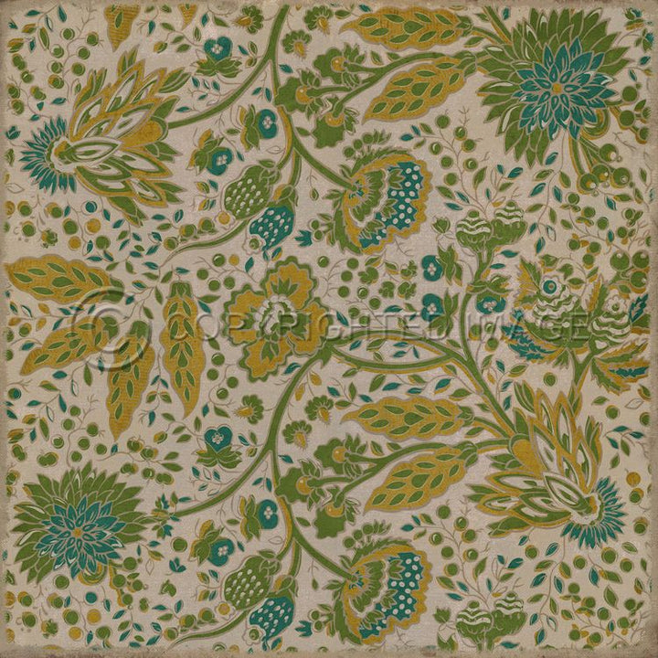 Vintage Vinyl Floorcloth Mat (Williamsburg - Garden Gate - Summer Wind)