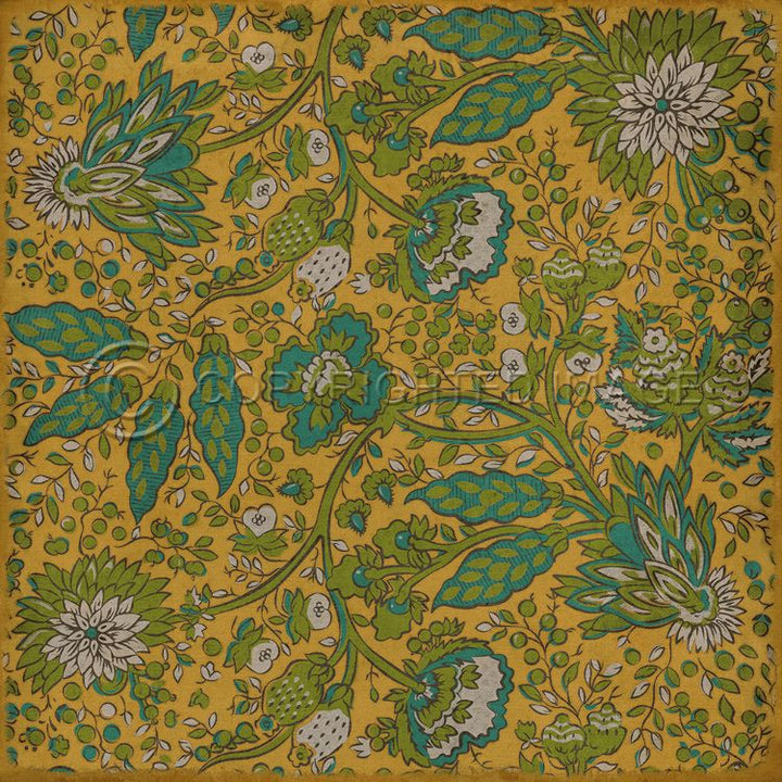 Vintage Vinyl Floorcloth Mat (Williamsburg - Garden Gate - The Victory of Patience)