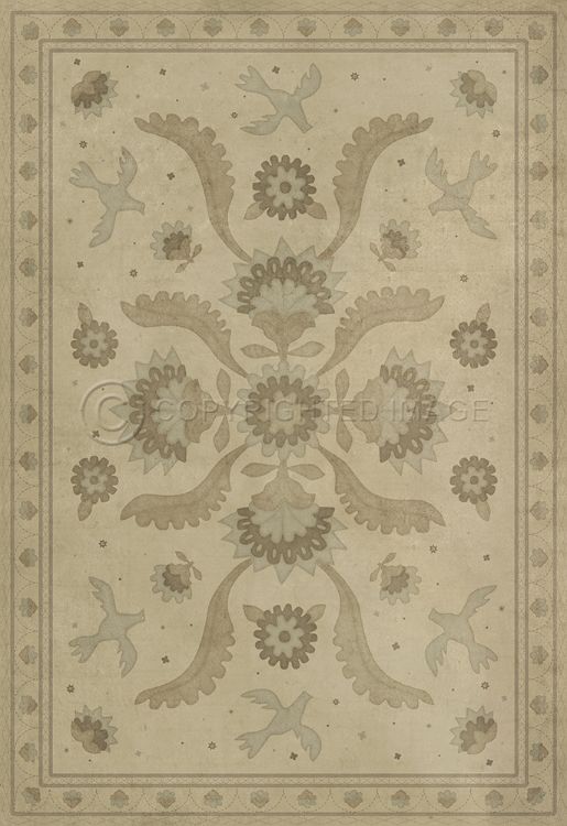 Spicher & Company Vintage Vinyl Floorcloth Mat (Williamsburg - Applique - A Way to Mend)
