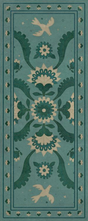 Spicher & Company Vintage Vinyl Floorcloth Mat (Williamsburg - Applique - Barred Clouds Bloom)