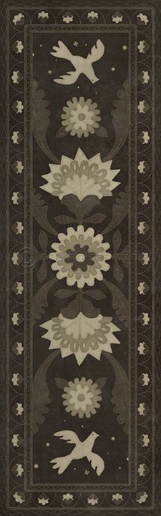 Vintage Vinyl Floorcloth Mat (Williamsburg - Applique - Stitches of the Hours)