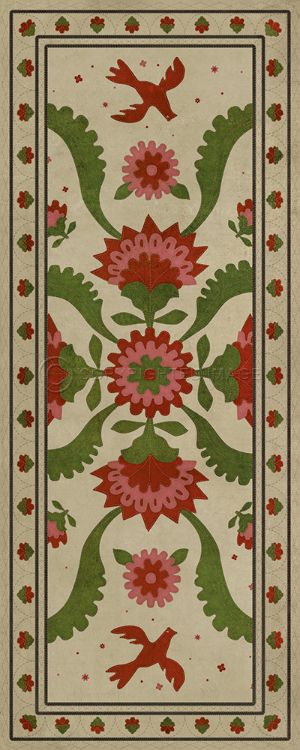 Spicher & Company Vintage Vinyl Floorcloth Mat (Williamsburg - Applique - The Frolic)