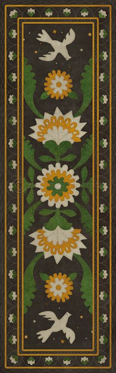 Spicher & Company Vintage Vinyl Floorcloth Mat (Williamsburg - Applique - The Greenest Dells)