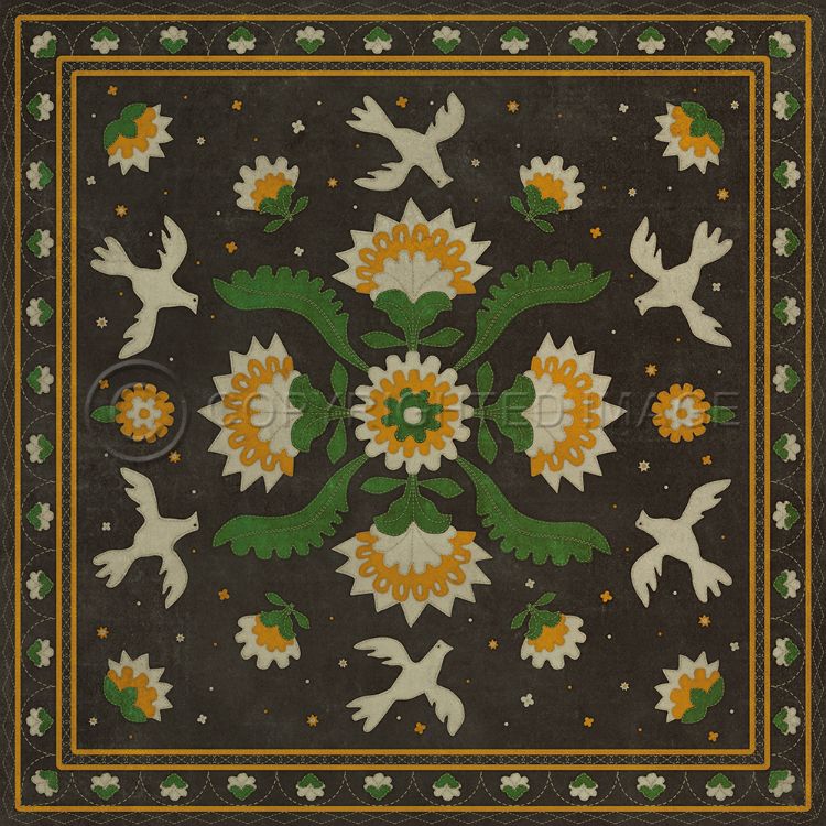 Spicher & Company Vintage Vinyl Floorcloth Mat (Williamsburg - Applique - The Greenest Dells)