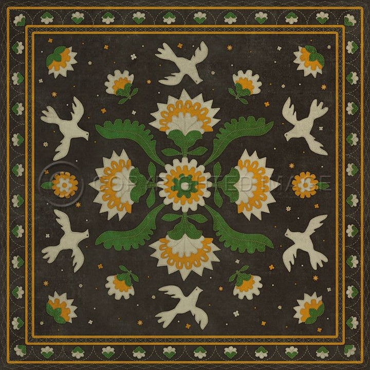 Spicher & Company Vintage Vinyl Floorcloth Mat (Williamsburg - Applique - The Greenest Dells)