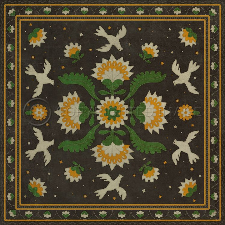 Spicher & Company Vintage Vinyl Floorcloth Mat (Williamsburg - Applique - The Greenest Dells)