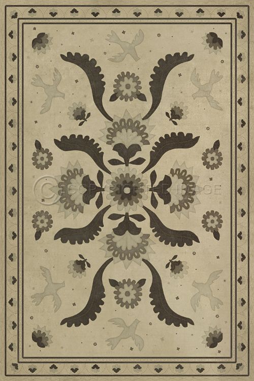 Spicher & Company Vintage Vinyl Floorcloth Mat (Williamsburg - Applique - With Joy We Strung)