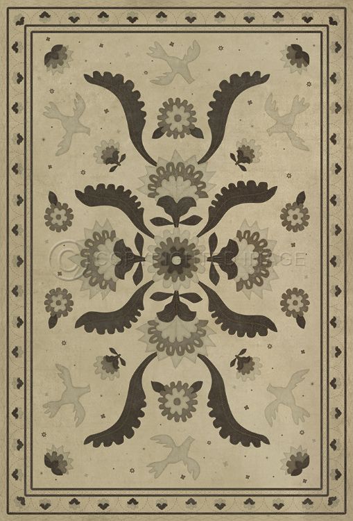 Spicher & Company Vintage Vinyl Floorcloth Mat (Williamsburg - Applique - With Joy We Strung)