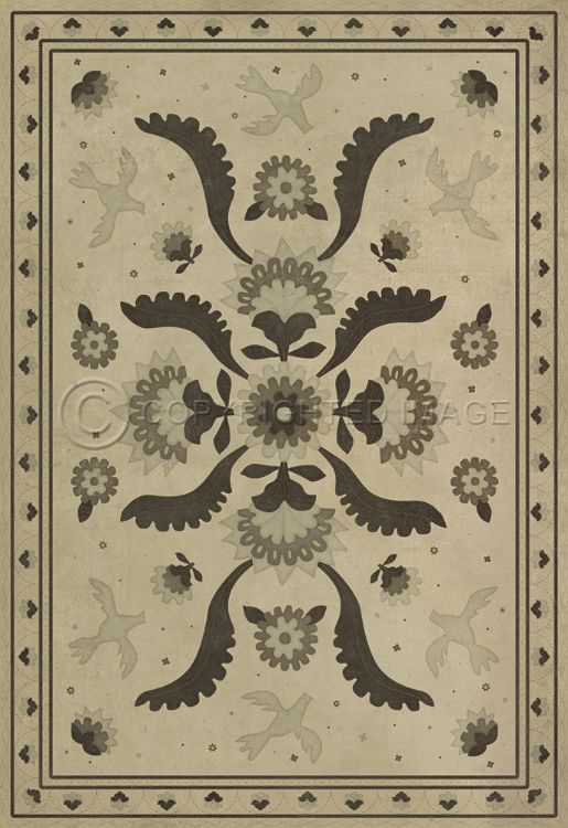 Spicher & Company Vintage Vinyl Floorcloth Mat (Williamsburg - Applique - With Joy We Strung)