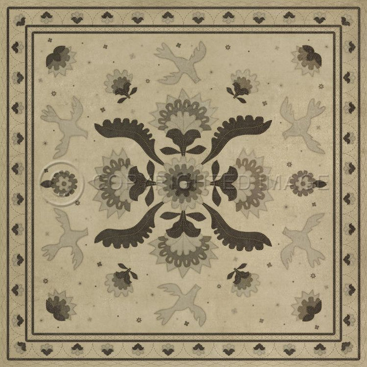 Spicher & Company Vintage Vinyl Floorcloth Mat (Williamsburg - Applique - With Joy We Strung)