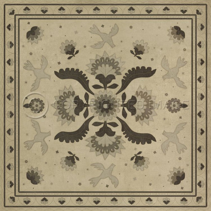 Spicher & Company Vintage Vinyl Floorcloth Mat (Williamsburg - Applique - With Joy We Strung)