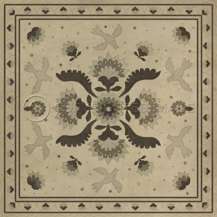 Spicher & Company Vintage Vinyl Floorcloth Mat (Williamsburg - Applique - With Joy We Strung)