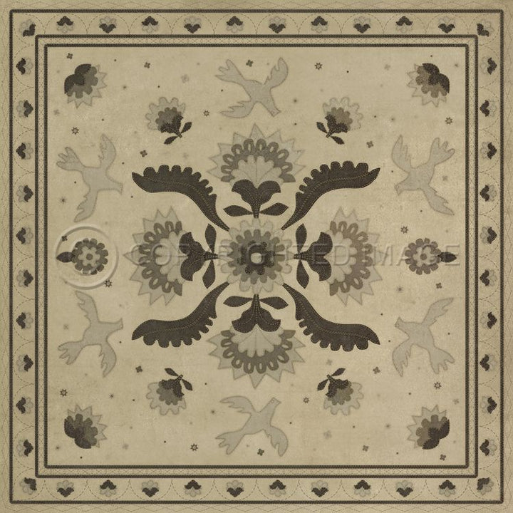 Spicher & Company Vintage Vinyl Floorcloth Mat (Williamsburg - Applique - With Joy We Strung)