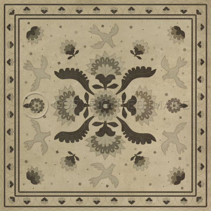 Spicher & Company Vintage Vinyl Floorcloth Mat (Williamsburg - Applique - With Joy We Strung)