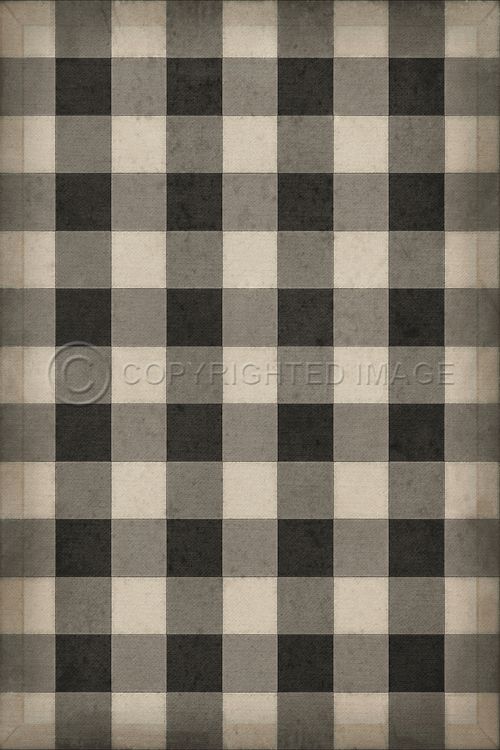Vintage Vinyl Floorcloth Mats (Williamsburg - Gingham Canvas - Warm Aged Black)