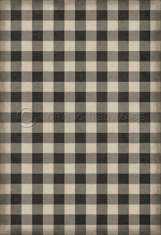 Vintage Vinyl Floorcloth Mats (Williamsburg - Gingham Canvas - Warm Aged Black)