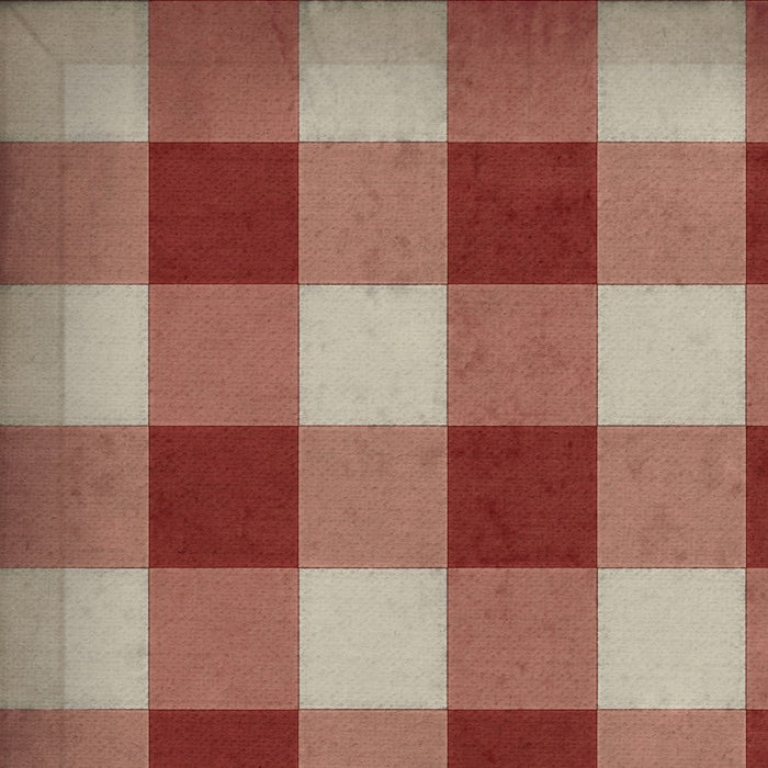 Vintage Vinyl Floorcloth Mats (Williamsburg - Gingham Canvas - Red)
