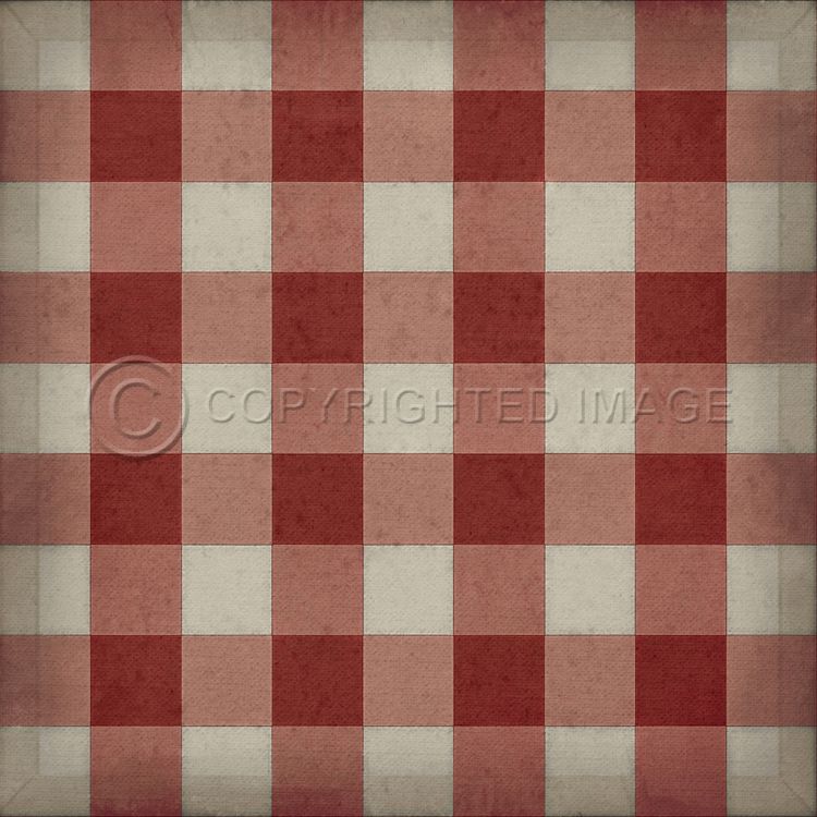 Vintage Vinyl Floorcloth Mats (Williamsburg - Gingham Canvas - Red)