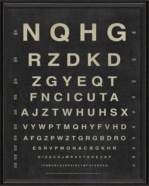 Eye Chart - Letters Framed Print 30" x 24"