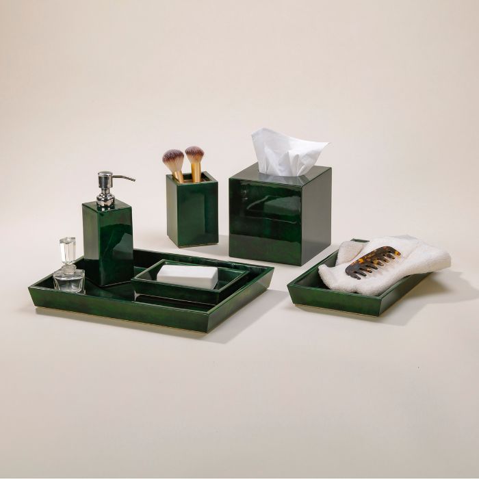 Carlow Faux Vellum Bathroom Accessories (Emerald Gloss)