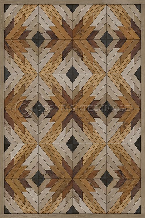 Vintage Vinyl Floorcloth Mat (Norwegian Wood - Denali - Mather)