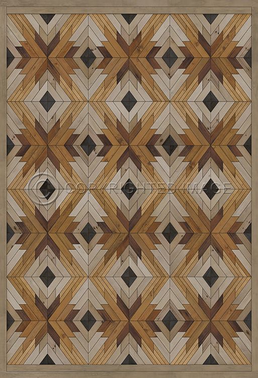 Vintage Vinyl Floorcloth Mat (Norwegian Wood - Denali - Mather)