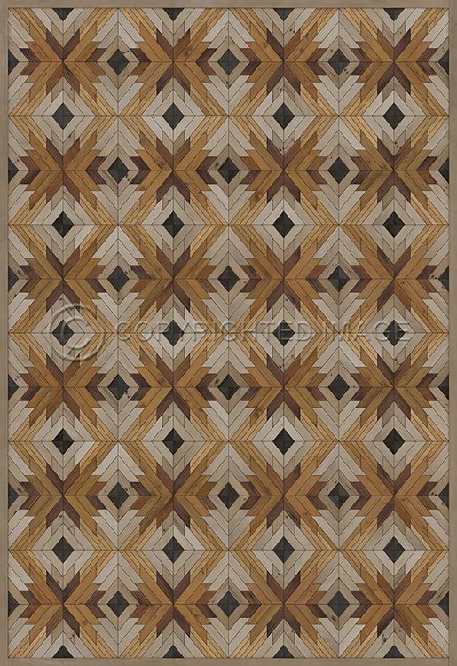Vintage Vinyl Floorcloth Mat (Norwegian Wood - Denali - Mather)