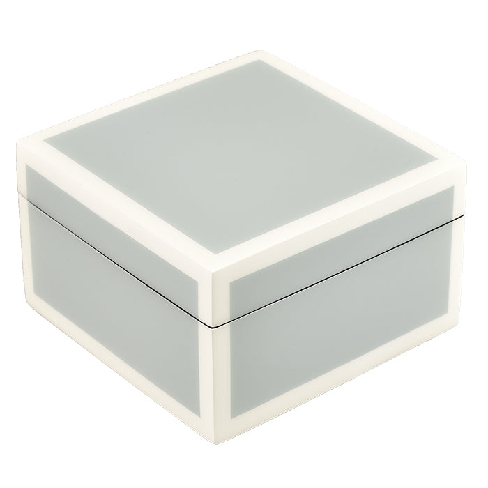 Lacquer Small Square Box (Cool Gray & White)