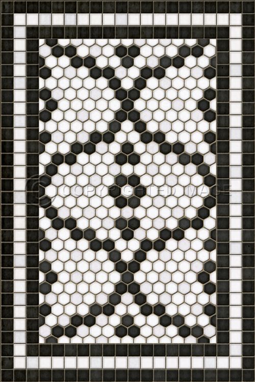 Vintage Vinyl Floorcloth Mat (Mosaic F - Pelham Bay Park)